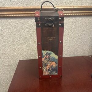 Vintage Western-Themed Wooden Wine Box